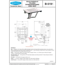 Bobrick B-5191 Barrier Free Commercial Shower Seat, 500 Lb Load Capacity, Phenolic -Alpine shop C1968597 td
