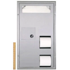 Bobrick B-3574 Combination Commercial Seat-Cover Dispenser/Toilet Paper Dispenser/Waste Receptacle, Recessed-Mounted, Stainless Steel -Alpine shop C1968706 main ruler