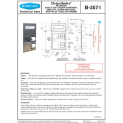 Bobrick B-3574 Combination Commercial Seat-Cover Dispenser/Toilet Paper Dispenser/Waste Receptacle, Recessed-Mounted, Stainless Steel -Alpine shop C1968706 main td1