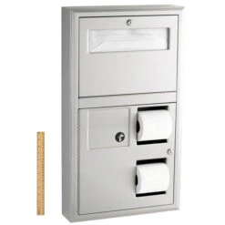 Bobrick B-3579 Combination Commercial Seat-Cover Dispenser/Toilet Paper Dispenser/Waste Receptacle, Surface-Mounted, Stainless Steel -Alpine shop C1968792 ruler