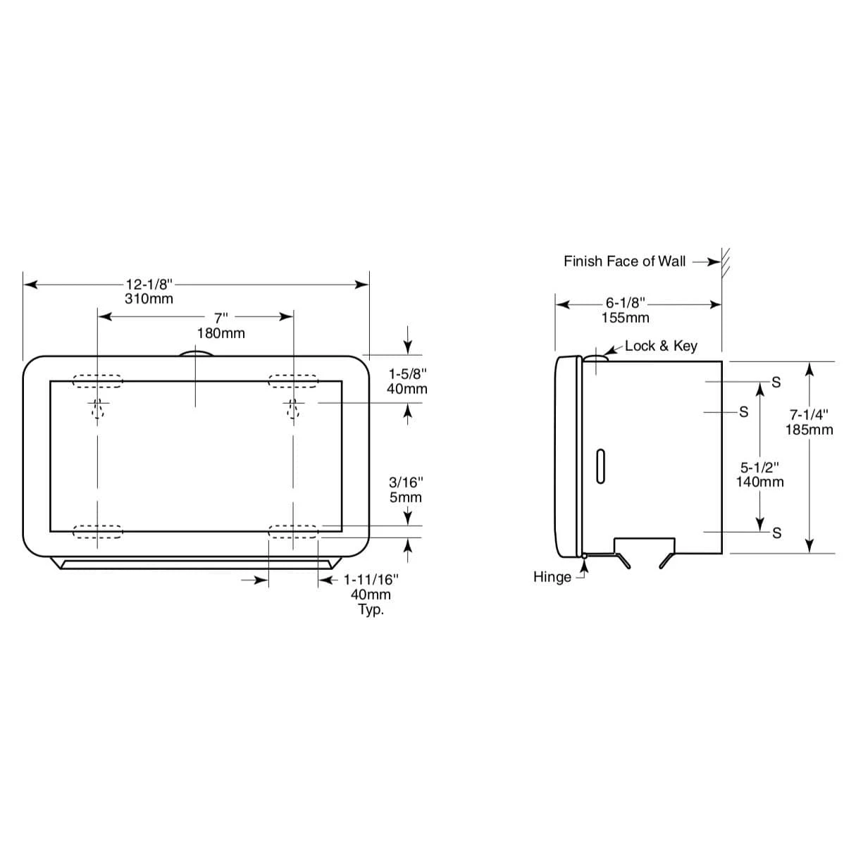 Bobrick B-263 Commercial Paper Towel Dispenser, Surface-Mounted, Stainless Steel 10 Bobrick B-263 Commercial Paper Towel Dispenser, Surface-Mounted, Stainless Steel - Image 8