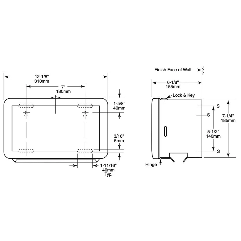 Bobrick B-263 Commercial Paper Towel Dispenser, Surface-Mounted, Stainless Steel 17 Bobrick B-263 Commercial Paper Towel Dispenser, Surface-Mounted, Stainless Steel - Image 15