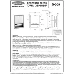 Bobrick B-359 Commercial Paper Towel Dispenser, Recessed-Mounted, Stainless Steel -Alpine shop C1969007 td1