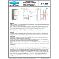 Bobrick B-4288 Commercial Toilet Paper Dispenser, Surface-Mounted, Stainless Steel W/ Satin Finish 21 Bobrick B-4288 Commercial Toilet Paper Dispenser, Surface-Mounted, Stainless Steel W/ Satin Finish -Alpine shop C1969008 main td