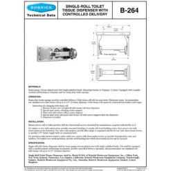 Bobrick B-264 Commercial Toilet Paper Dispenser, Surface-Mounted, Stainless Steel W/ Bright-Polished Finish -Alpine shop C1969019 td1