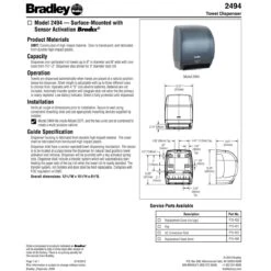 Bradley 2494 Commercial Paper Towel Dispenser, Surface-Mounted, Plastic 12 Bradley 2494 Commercial Paper Towel Dispenser, Surface-Mounted, Plastic -Alpine shop C1975872 main td