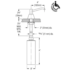 Bradley 6324-68 Commercial Liquid Soap Dispenser, Countertop Mounted, Manual-Push, Stainless Steel - 4" Spout Length -Alpine shop C1975955 main 434