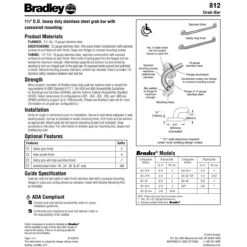 Bradley 8120-001420 (42 X 1.5) Commercial Grab Bar, 1-1/2" Diameter X 42" Length, Stainless Steel -Alpine shop C1975971 td
