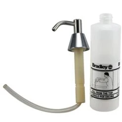 Bradley 6322-00 Commercial Liquid Soap Dispenser, Countertop Mounted, Manual-Push, Stainless Steel - 2.5" Spout Length -Alpine shop C1975977 main 2