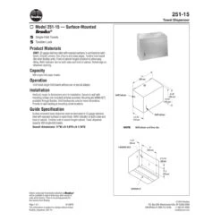 Bradley 251-15 Commercial BX-Paper Towel Dispenser, Surface-Mounted, Stainless Steel -Alpine shop C1976047 main td