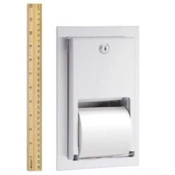 Bradley 5412-00 Commercial Toilet Paper Dispenser, Recessed-Mounted, Stainless Steel W/ Satin Finish -Alpine shop C1976076 ruler