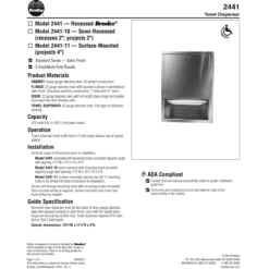 Bradley 2441-00 Commercial BX-Paper Towel Dispenser, Recessed-Mounted, Stainless Steel -Alpine shop C1976080 td1