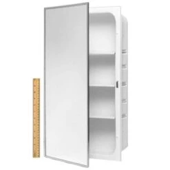 Bradley 9663-000000 Commerical Medicine Cabinet, 16" W X 26" H, Recessed-Mounted, Steel White Epoxy -Alpine shop C2090059 main ruler
