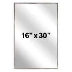 Bradley 781-016300 (12 X 18) Commercial Restroom Mirror, Channel Frame, 12" W X 18" H, Stainless Steel W/ Bright-Polished Finish