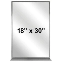 Bradley 7805-018300 (18 X 30) Commercial Restroom Mirror, Angle Frame, 18" W X 30" H, Stainless Steel W/ Satin Finish