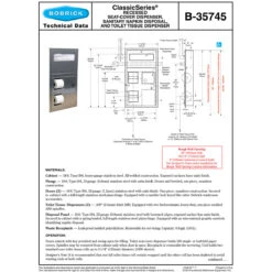 Bobrick B-35745 Combination Commercial Seat-Cover/Sanitary Napkin/Toilet Paper Dispenser, Recessed-Mounted, Stainless Steel 11 Bobrick B-35745 Combination Commercial Seat-Cover/Sanitary Napkin/Toilet Paper Dispenser, Recessed-Mounted, Stainless Steel -Alpine shop C2611022 td