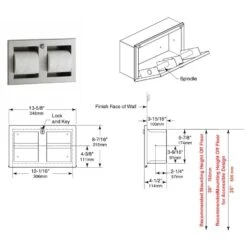 Bobrick B-35833 Commercial Multi-Roll Toilet Tissue Dispenser, Recessed, Metal -Alpine shop C2672464 main TD