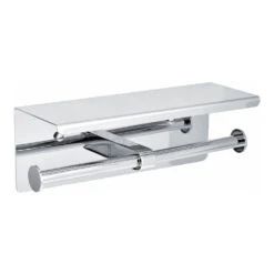 Alpine Double Toilet Paper Holder With Shelf Storage Rack, Chrome Finish - ALP487-C