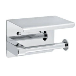 Alpine Single Toilet Paper Holder With Shelf Storage Rack, Chrome Finish - ALP487-1-C