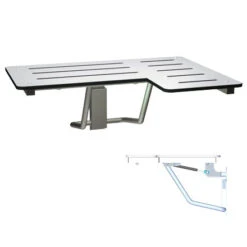 ASI 8206-SC-L SOFT CLOSE Shower Seat - Gas Strut Supports - Left Hand ADA L-Shape - White Solid Phenoic