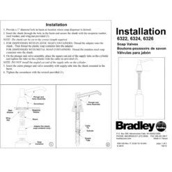 Bradley 6322-00 Commercial Liquid Soap Dispenser, Countertop Mounted, Manual-Push, Stainless Steel - 2.5" Spout Length -Alpine shop Soap Dispenser Installation models 6322 6324 6326 1