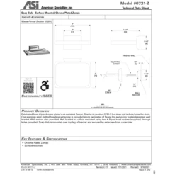 ASI 0721-Z Soap Dish, Surface-Mounted, Chrome Plated Zamak 8 ASI 0721-Z Soap Dish, Surface-Mounted, Chrome Plated Zamak -Alpine shop TDS 0721 Z2 1