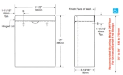 Bobrick B-270 Commercial Restroom Sanitary Napkin/Tampon Disposal, Surface-Mounted, Stainless Steel -Alpine shop b 270