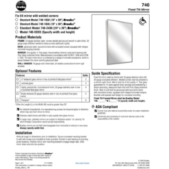Bradley 740-018300 (18 X 30) Commercial Restroom Tilt Mirror, Surface-Mounted, 18" W X 30" H, Stainless Steel W/ Satin Finish -Alpine shop bradley740 Fixed Tilt Mirror TD 1 1 79a569a4 121b 45b8 99a7 9828ab9dbe37