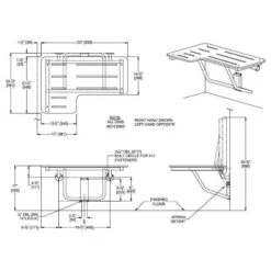 ASI 8206-L Left Hand Folding Commercial Shower Seat, 33" W X 22-7/8" D, Phenolic -Alpine shop c1967860 main 9