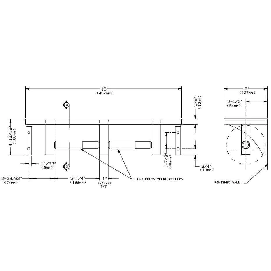 ASI 0697-GAL Commercial Toilet Paper Dispenser/Shelf, 5" W X 18" L, Wall-Mounted, Stainless Steel W/ Satin Finish 7 ASI 0697-GAL Commercial Toilet Paper Dispenser/Shelf, 5" W X 18" L, Wall-Mounted, Stainless Steel W/ Satin Finish - Image 5