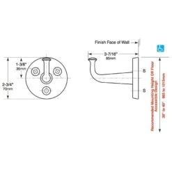 Bobrick B-211 Heavy-Duty Restroom Clothes Hook, Bronze W/ Satin Finish -Alpine shop c1968484 main 9