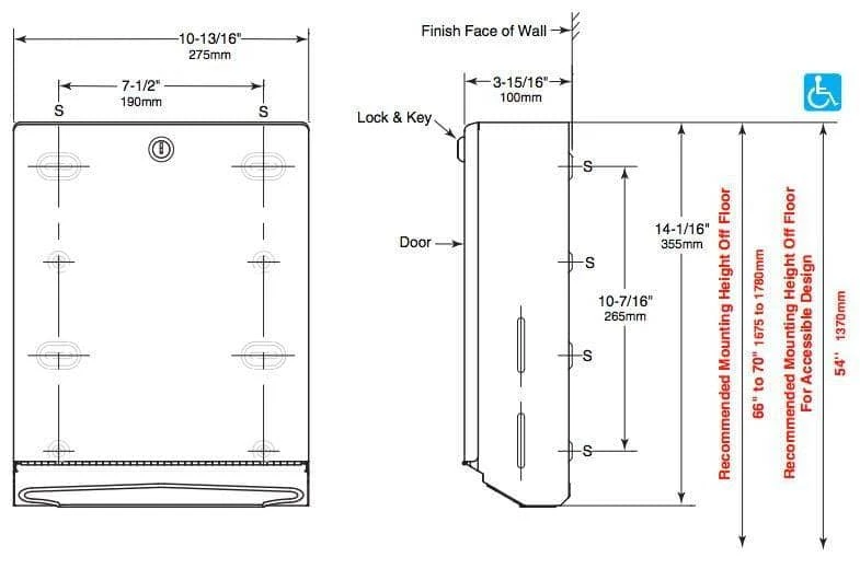 Bobrick B-262 Commercial Paper Towel Dispenser, Surface-Mounted, Stainless Steel 18 Bobrick B-262 Commercial Paper Towel Dispenser, Surface-Mounted, Stainless Steel - Image 16
