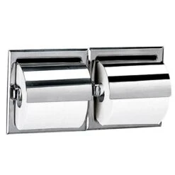 Bobrick B-699 Commercial Toilet Paper Dispenser W/ Hood, Recessed-Mounted, Stainless Steel W/ Bright-Polished Finish