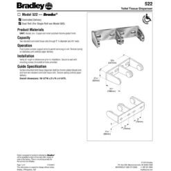 Bradley 522-00 Commercial Double Roll Toilet Paper Dispenser, Surface-Mounted, Metal 11 Bradley 522-00 Commercial Double Roll Toilet Paper Dispenser, Surface-Mounted, Metal -Alpine shop c1975887 main 111