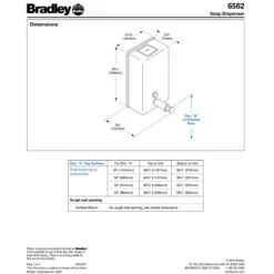 Bradley 6562 Commercial Liquid Soap Dispenser, Surface-Mounted, Manual-Push, Stainless Steel - 40 Oz -Alpine shop c1975976 image td2