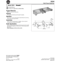 Bradley 5224-00 Commercial Double Roll Toilet Paper Dispenser, Surface-Mounted, Metal -Alpine shop c1976097 main ruler2